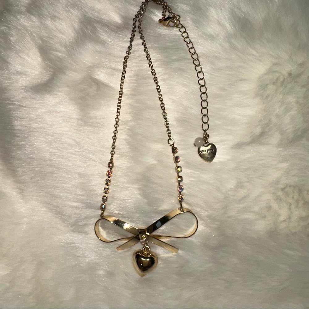Betsey Johnson Bow and Heart Necklace